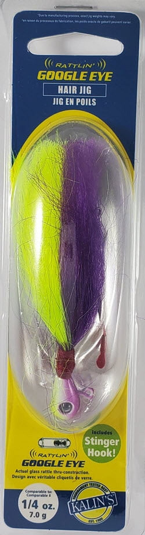 Kalins, Google Eye Hair Jig, 1/4oz, Purple/Chartreuse
