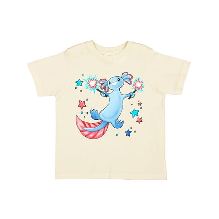 

Inktastic 4th of July Cute Blue Axolotl with Sparklers and Stars Gift Toddler Boy or Toddler Girl T-Shirt