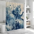 thumbnail image 5 of Blue Jellyfish Coastal Shower Curtain Set - Long 72" x 84" Washable Bathtub Curtain with 12 Hooks, Nautical Octopus Summer Ocean Rustic Waterproof Fabric Stall Shower Curtains for Bathroom Décor, 5 of 6