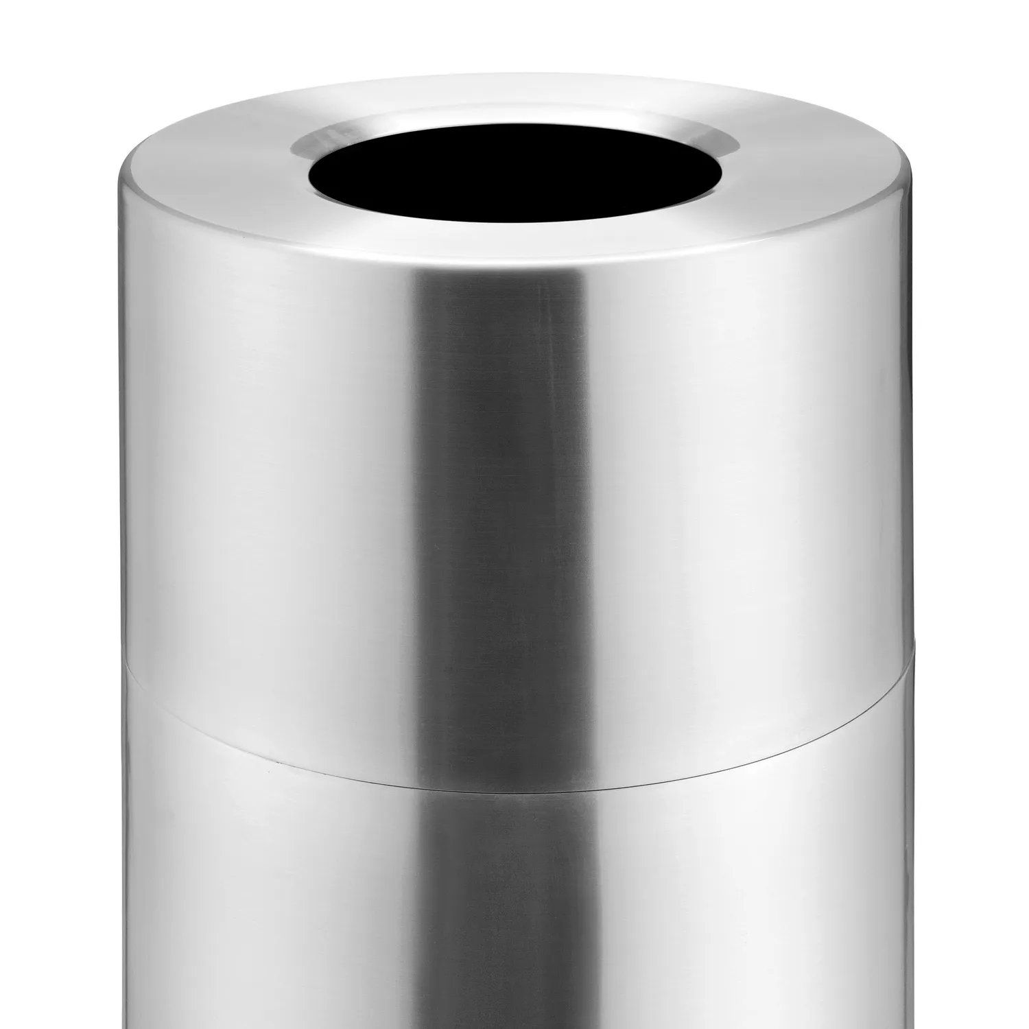 Global Industrial Aluminum Round Open Top Trash Can 35 Gallon Satin Clear