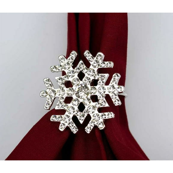 Sparkling Snowflake Napkin Rings Set of 4 Napkin Holders