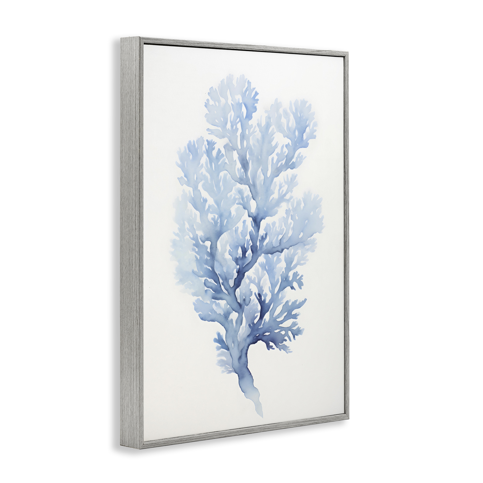 Stupell Industries Indigo Coral Shape Animals & Insects Painting Gray Framed Art Print Wall Art, 16 x 24