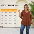 thumbnail image 5 of Bukemao Women's Plus Size 3/4 Length Sleeve Top – Dressy Casual Blouse with Ruffle V Neck Shirt, 5 of 9
