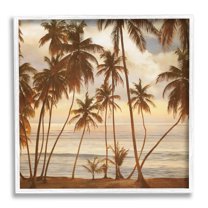 Stupell Industries Tropical Palm Trees Overlooking Warm Ocean View Photograph White Framed Art Print Wall Art, Design by John Seba