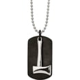 thumbnail image 1 of Stainless Steel Brushed And Polished Black Ip-Plated Axe Dog Tag Necklace (24 X 24.65) Made In China srn2629-24, 1 of 5