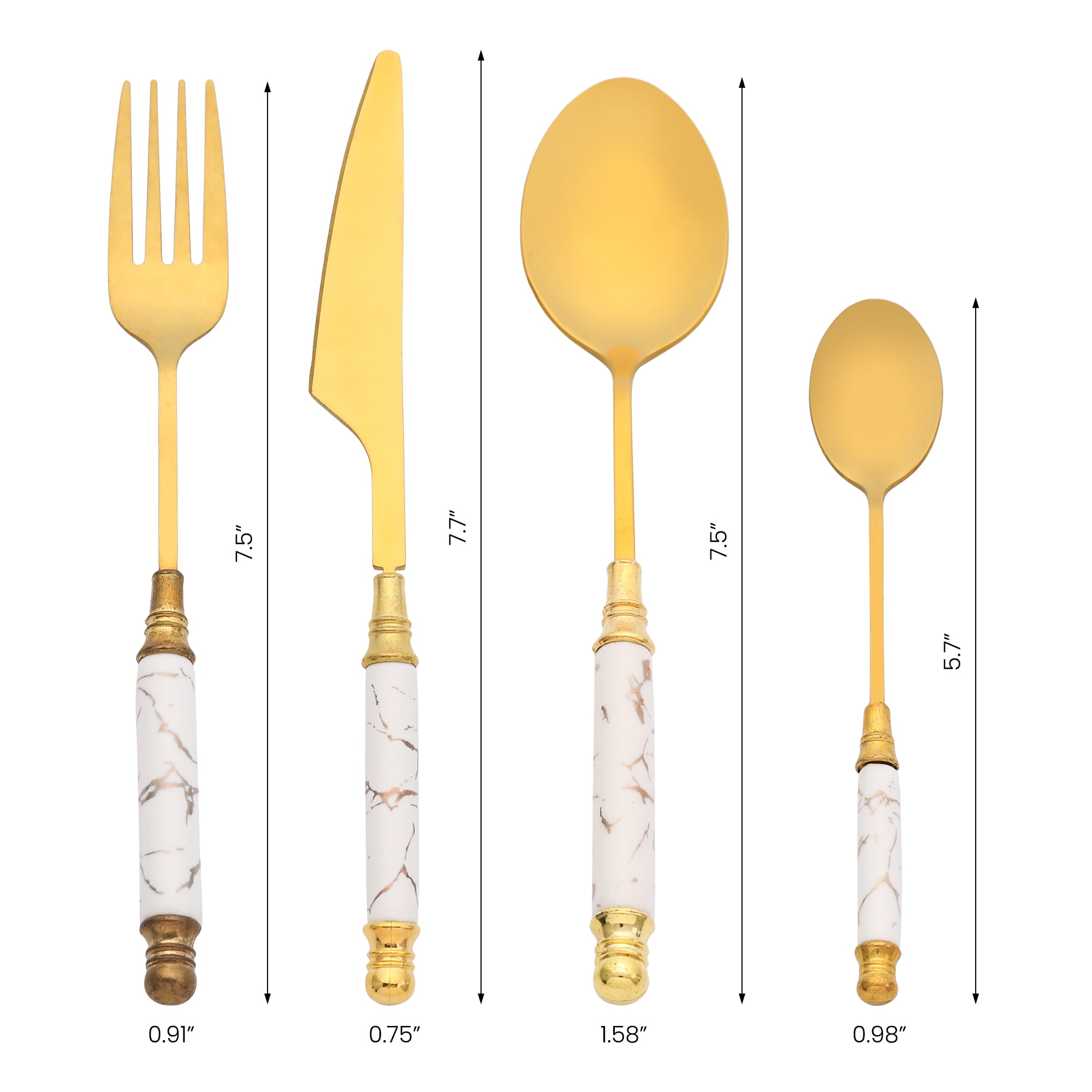 Unique Bargains 4Pcs Stainless Steel Flatware Set For 1 White