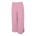 thumbnail image 6 of Jxximdong Pants for Women Solid Straight Elastic Pants Long Drawstring Linen Women Waist Cotton Casual Button Slit Trouser Pink XXXL Trousers, 6 of 9