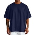 thumbnail image 1 of Male Summer Pure Oversized Shirt Solid Color Large Size Short Sleeve Round Shoulder Sleeve Top Pack of Mens Shirts T Shirt Pack for Men Long Sleeves Men Shirt Men Tees And Tops Men V Neck T Shirts T, 1 of 4