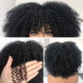 thumbnail image 5 of LHWEN Women's Black Small Curly Wavy Wig High Temperature Fiber African Glueless Lace Front Human Hair Comfortable with Adjustable Straps Natural and Stylish Ideal for Parties Halloween Daily Use, 5 of 9