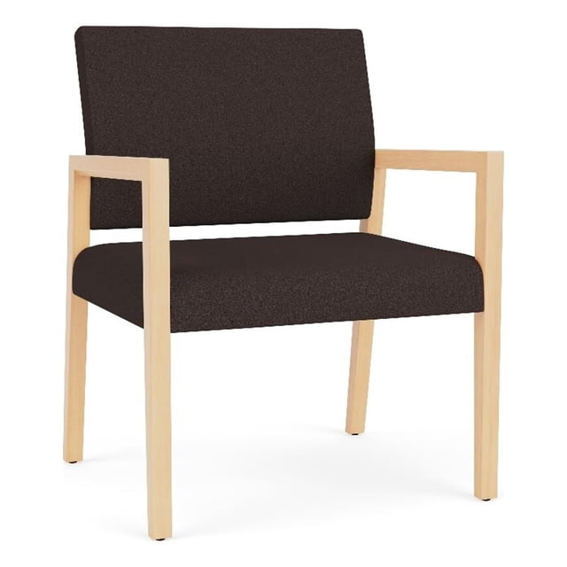 Pemberly Row Waiting Reception Wide Guest Chair Wood Frame in Brown