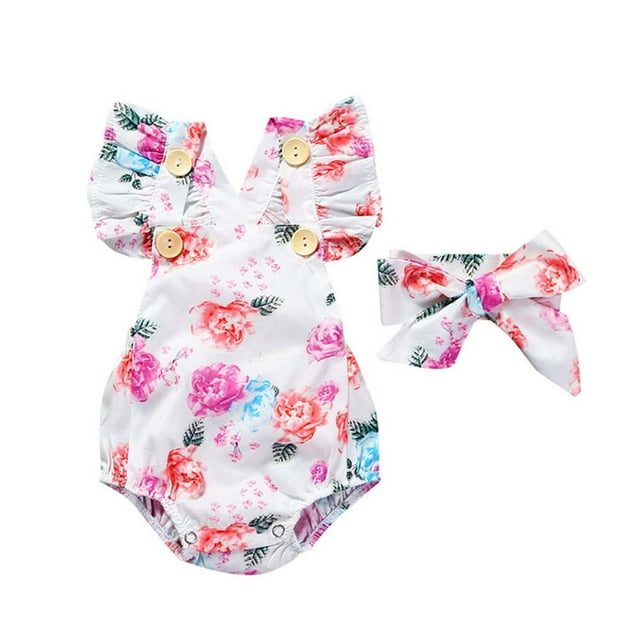 LSLJS Newborn Baby Girl Clothes Set Sleeveless Romper Jumpsuit Infant Summer Outfit