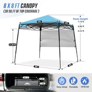 EAGLE PEAK 8x8 Slant Leg Lightweight Compact Portable Canopy w/ Backpack(Light Blue)