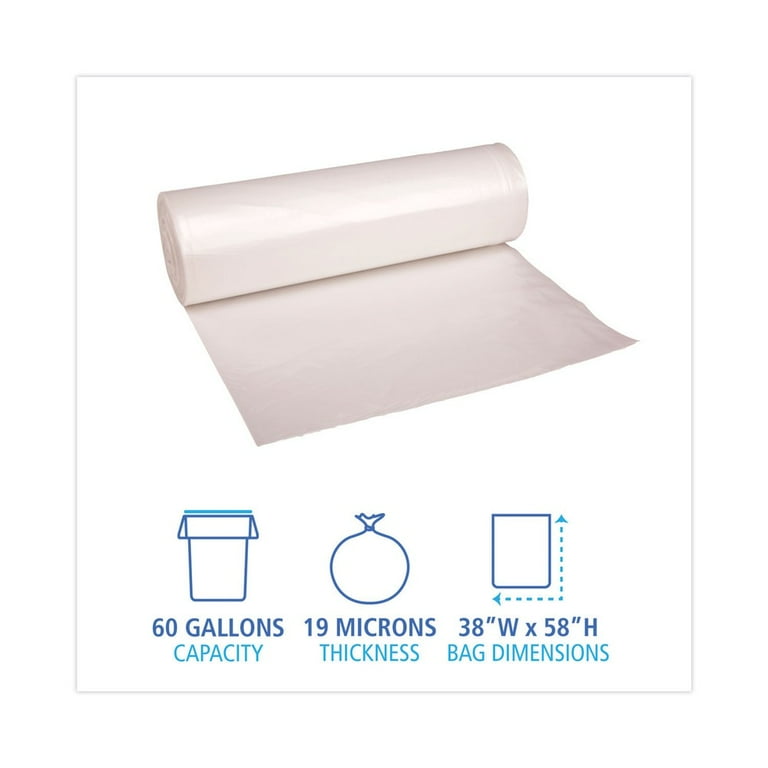 High-Density Can Liners, 60 gal, 19 mic, 38 High-Density Can Liners, 60 gal, 19 mic, 38