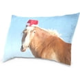 thumbnail image 2 of Horse Wearing Santa Hat Velvet Oblong Lumbar Plush Throw Pillow Cover/Shams Cushion Case 20x36in Decorative Invisible Zipper Design for Couch Sofa Pillowcase Only, 2 of 7