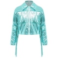 thumbnail image 5 of iiniim Girls Shiny Metallic Fringe Jacket Long Sleeve Sparkly Dance Tassel Jacket Coat Hip Hop Jazz Clothes Light Green 6, 5 of 6