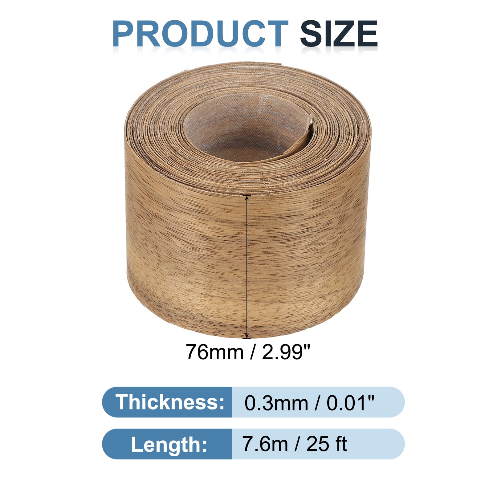 Uxcell Edge Banding, Wood Veneer Tape Pre-glued Plywood Edge Banding with Hot Melt Adhesive for Furniture Restoration Black Limba 3 inch x 25 ft