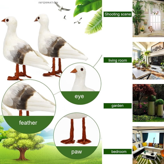 Fufafayo 2Pcs Artificial Seagull Decor, Fake Bird Ornament, Artificial Seagull Figure, Foam Animal Decor for Home, Garden Accent, Wedding Reception Table Piece, Photography Prop, Shelf Sitter