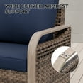 thumbnail image 4 of EAGLE PEAK Wicker Outdoor Chair with Cushions, Patio Chair, Deep Seating 4 inch Cushion, PE Rattan Curved Armrest Porch Chair, Brown/Blue, 4 of 8