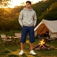 thumbnail image 7 of Below The Knee Shorts for Men Multi-Pockets Bermuda Cargo Shorts Baggy Casual Elastic Waist Hiking Pants, M, 7 of 7