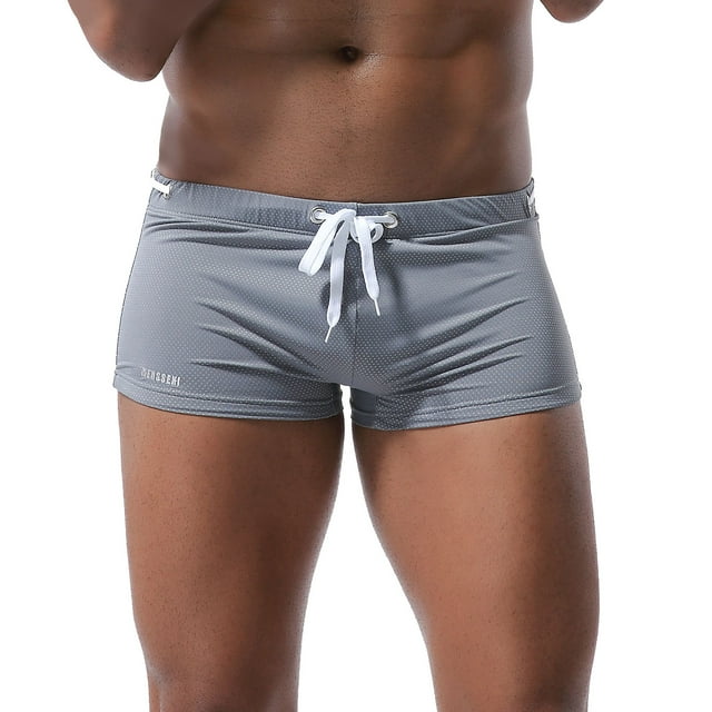 Bañador de hombre con cordón, cintura baja, diseño de malla en las esquinas, bañador para hombre.