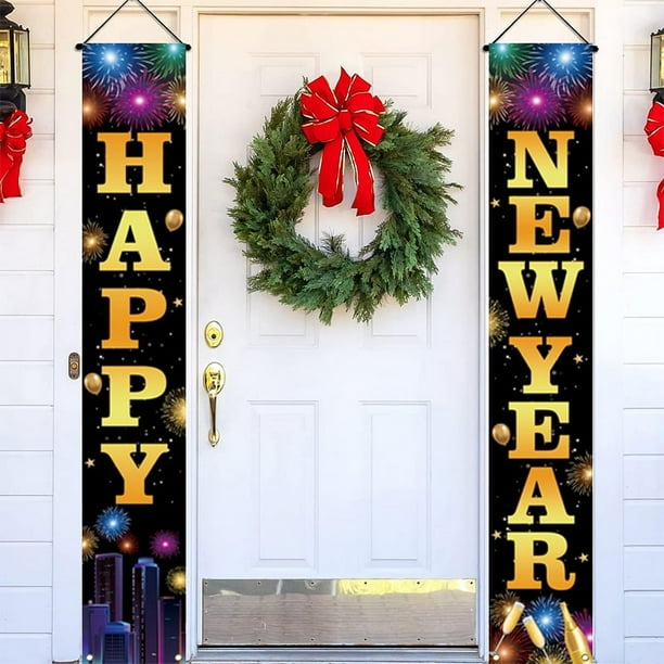Suministros para fiestas de Nochevieja 2025, telón de fondo de pancarta de feliz año nuevo, decoraciones de feliz año nuevo 2025, suministros para fiestas de año nuevo