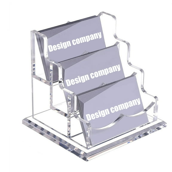 Sekonow Acrylic Business Card Holder Desk, Clear Desktop Business Card Display Stand with Thick Base, Name Card Organizer Case for Office Exhibition, 3 Slots, 1 Pack