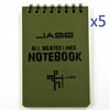 Cosmos Set of 5 Green Waterproof/All Weather/Shower/Aqua Notes/Notepad/Notebook