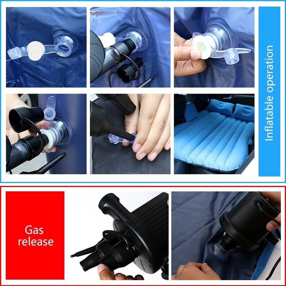 55" x 35" x 18" Inflatable Extended Air Mattress for Car with Motor Pump Included, Two Pillows, Sky Blue by NEX