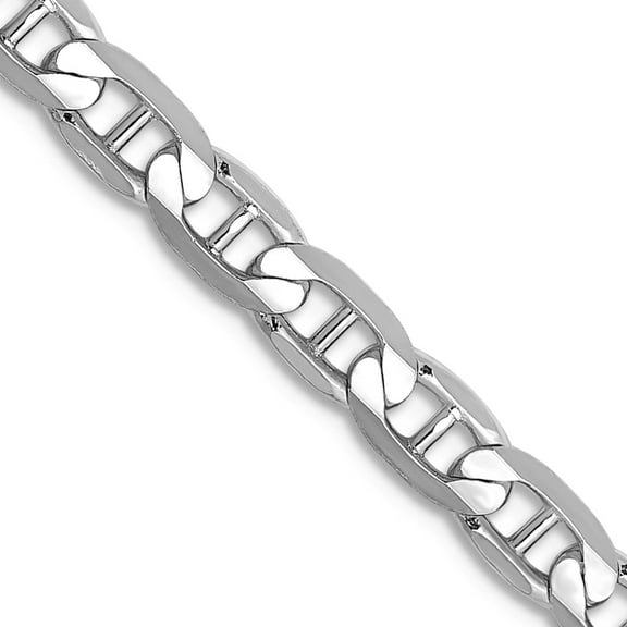 14k White Gold Solid Polished 3.75mm Concave Nautical Ship Mariner Anchor Chain 20 Inch Lobster Claw Chain Necklace for