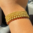 thumbnail image 3 of Juniper Treasures Gold Beaded Bracelets for Women 18K Yellow Gold Plated Stainless Steel Stretch Gold Hypoallergenic Stackable Bracelet 2.5MM 3MM 4MM 5MM 6MM, 3 of 13
