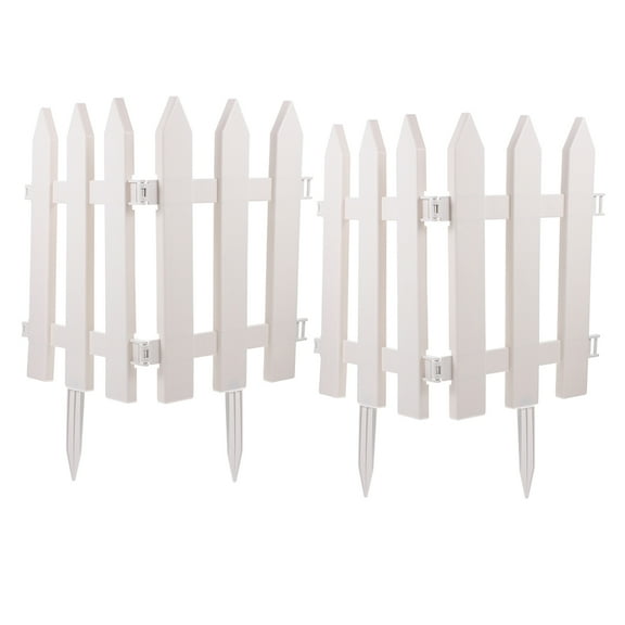 TAILTOSS 4 Sets White Plastic Garden Picket Fence Flower Bed Area Division Fence for Yard