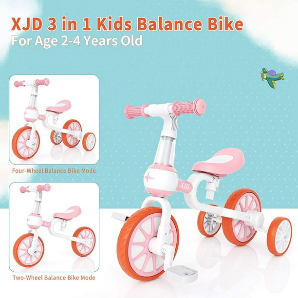 HTCM Tricycle pour enfants 3 en 1 pour 18 mois HTCM 3 ans garçons filles  bébé draisienne vélo tout-petit tricycle pour bébé premier vélo 4 roues  avec siège réglable pédale amovible et