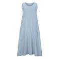 thumbnail image 2 of CLOISE Summer Dresses for Women Sleeveless Casual Spring Summer Plus Size Dresses for Curvy Women Loose Trendy Solid with Pocketes Maxi Dress Light Blue 5XL, 2 of 8