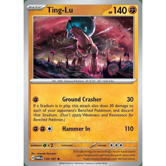 Pokemon Scarlet & Violet Twilight Masquerade Rare Ting-Lu #110
