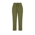 thumbnail image 5 of Cotton Linen Capri Pants for Women Elastic Waist Relaxed Fit Straight Leg Cropped Pants with Pockets Womens Capris, 5 of 5
