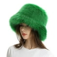 thumbnail image 5 of WTXUE Ushanka hat, Fuzzy Bucket Hat Fashion Warm Winter Hat Fluffy Furry Faux Hats Fishing Hat Bucket Hats for Women 2024, Green, 5 of 7