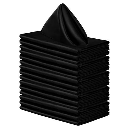 

Square Dinner Cloth Napkins Soft Smooth Fabric Satin Napkin Hotel Quality Multiple use Weddings Party 20Pcs 17 x 17 Inch Black