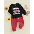 thumbnail image 3 of Bslissey Kids Baby Boys Girls Valentine's Day 2Pcs Outfits Long Sleeve Letter Plaid Print Sweatshirt + Elastic Waist Pants 6M-4T Toddler Casual Daily Clothes, 3 of 10