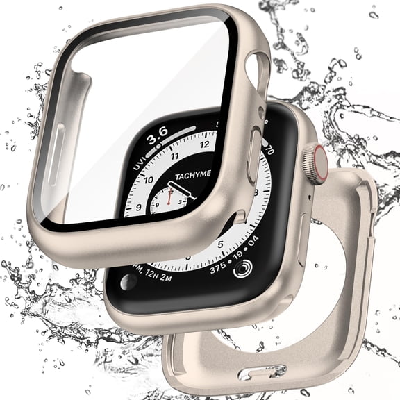 MJSHUN (2 in 1) for Waterproof Apple Watch Screen Protector Case Series 11/10 46mm Accessories, 360 Front and Back, iWatch PC Face Cover with Tempered Glass for Women Men, 46 mm