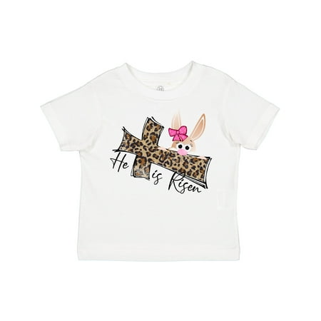 

Inktastic He is Risen Bunny and Leopard Print Cross Gift Toddler Boy or Toddler Girl T-Shirt