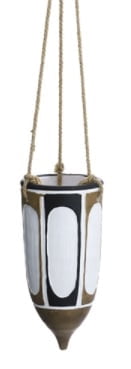 Allstate Floral 14” Global Design Hanging Outdoor Planter - White/Black