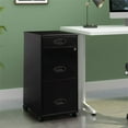 Pemberly Row 3Drawer Metal File in Black, Assembled, Small Space Storage with Lock