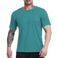 thumbnail image 2 of Clothing T-Shirts for Men Comfortable Soft Men's T-shirt Solid Color Quick Drying Breathable Tights Sweat Basketball Training Sports Wear Fitness Top Classic Basic Tees, 2 of 6