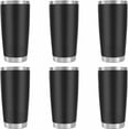 thumbnail image 1 of Pack de 6 Vasos Térmicos de Acero Inoxidable de 20 oz con Aislamiento al Vacío y Recubrimiento en Polvo Antideslizante para Café y Bebidas Frías (Negro), 1 of 5