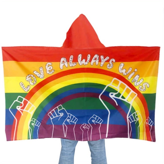 LGBTQ Pride Rainbow Body Flag, 3x5ft, Love Always Wins, Indoor/Outdoor Gay Pride Cape Banner for Garden Use