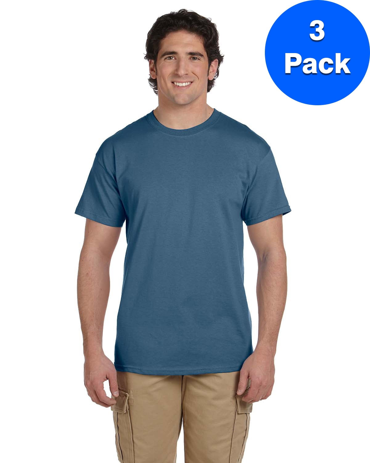 Hanes 5.2 oz. Pack of 3-TEAL 50/50 ComfortBlend EcoSmart T-Shirt 5170