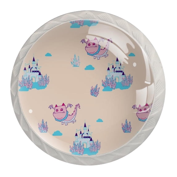 4 Pcs Dragon Knobs for Kitchen Cabinet Cupboard Dresser Bookcase Drawer Pulls Handles Round Home Decor