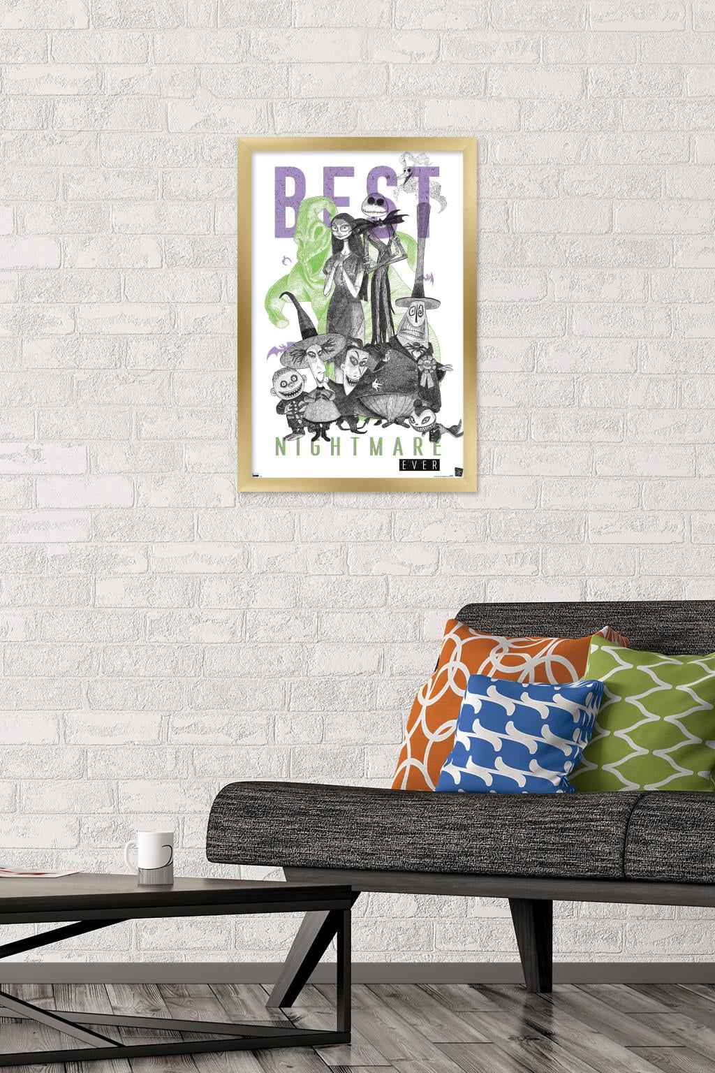 Disney Tim Burton's The Nightmare Before Christmas - Group Sketch Wall Poster, 14.725" x 22.375", Framed