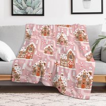 Gingerbread Houses Soft Throw Blanket Christmas Winter Village Lightweight Flannel Plush Fuzzy Blankets Gift for Women Kids Boys Teens 50X60 in