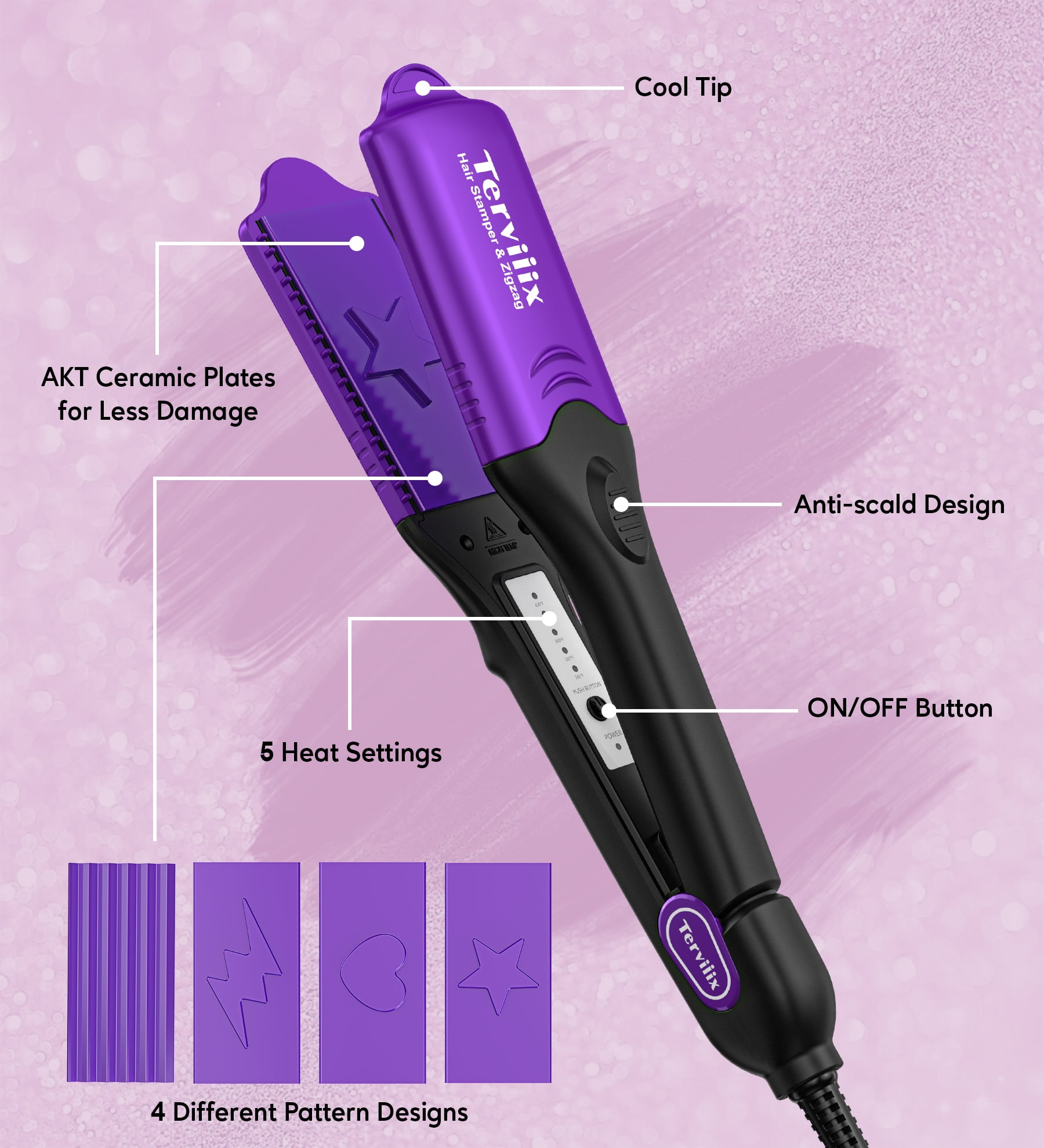Terviiix Ceramic Hair Crimper Tool with 4 Interchangeable Terviiix Ceramic Hair Crimper Tool with 4 Interchangeable